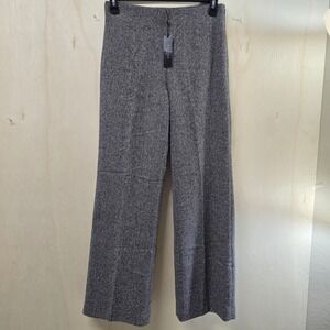 Talbots Gray Herringbone Wool Blend Wide Leg Trousers Side Zip Pants Size 6 NEW